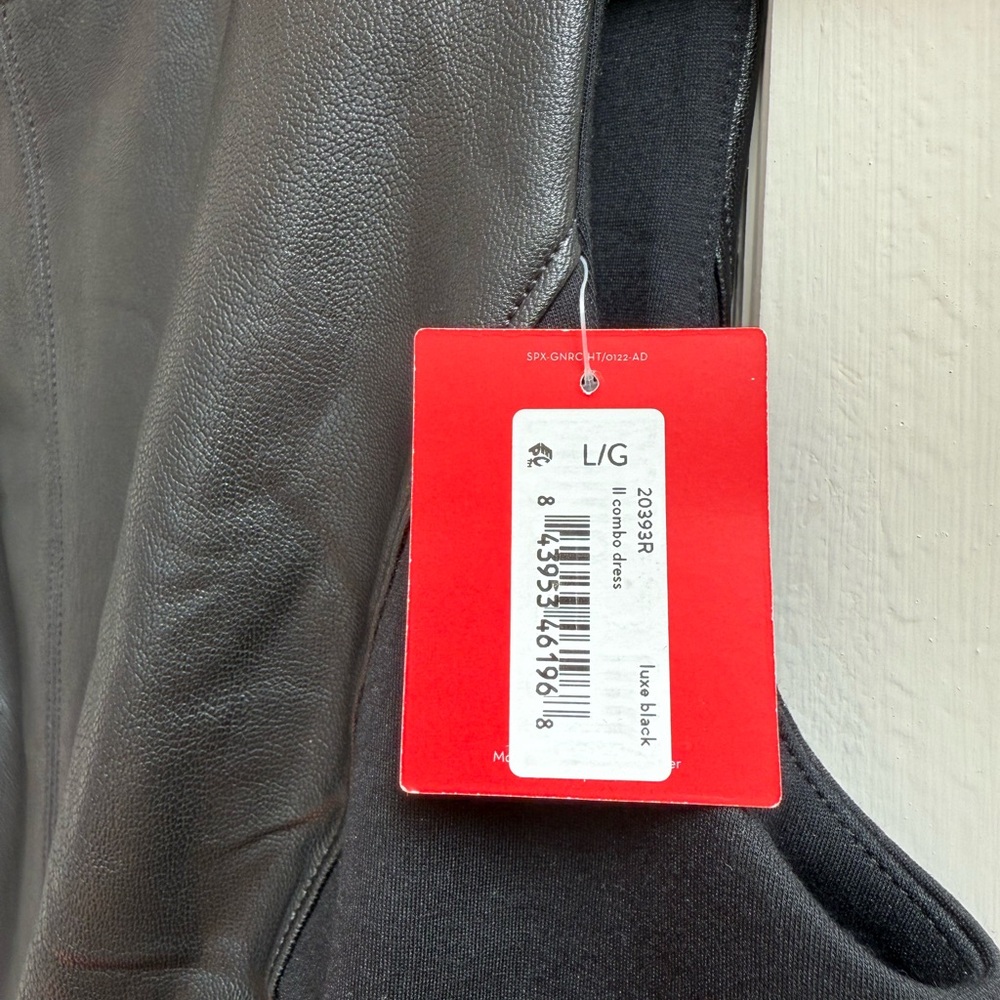 NWT Spanx Leather-Like Combo Sheath Dress-Luxe Black - Picture 9 of 11